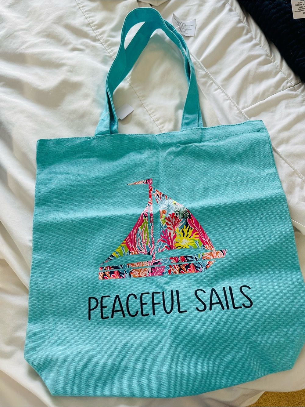 Peaceful Sails Aqua Canvas Tote Bag